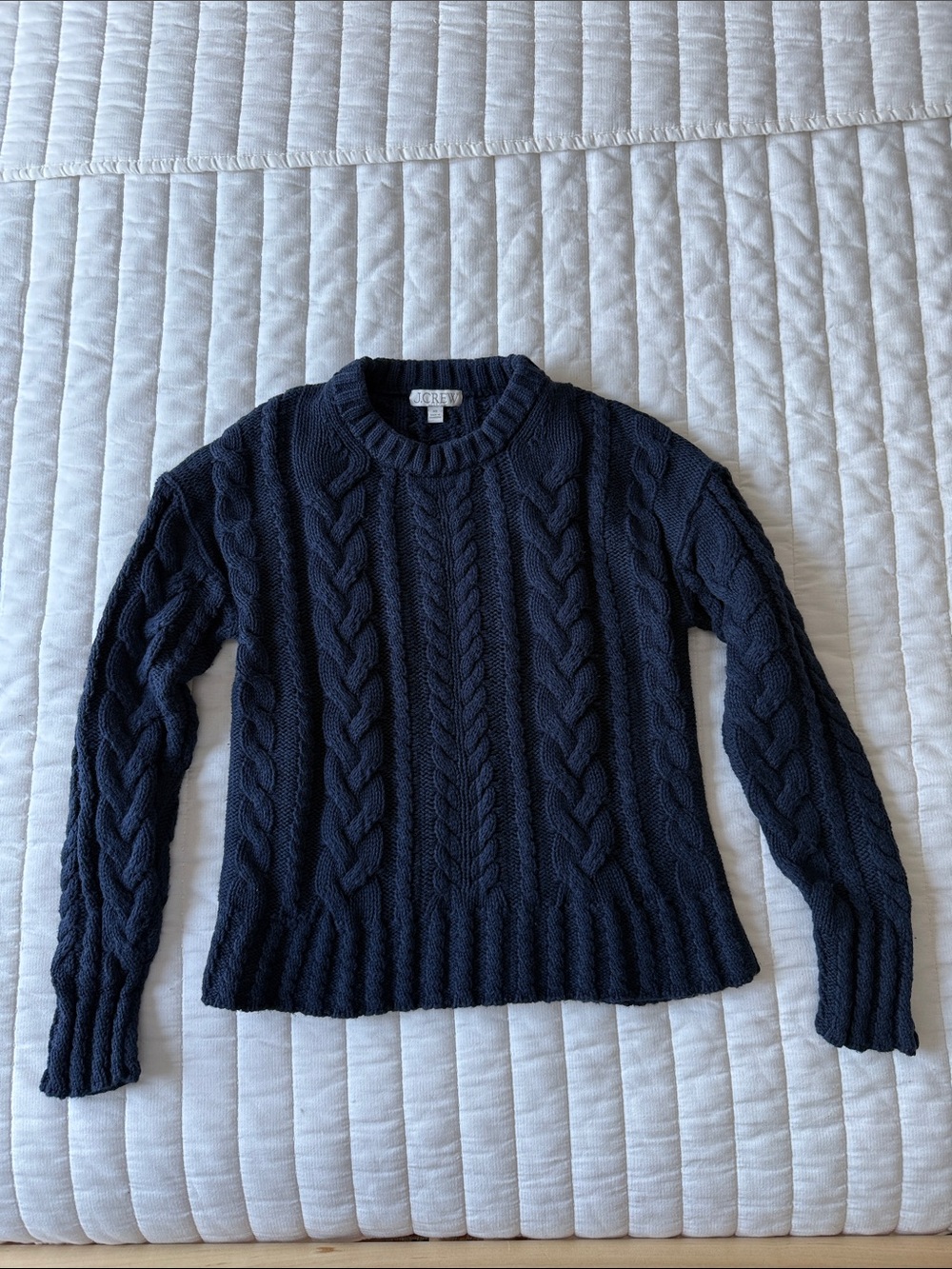 J. Crew Navy Cable-Knit Crewneck Sweater